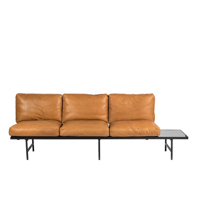 Bank met rugleuning Alix Cognac Leder/Zwart Marmer