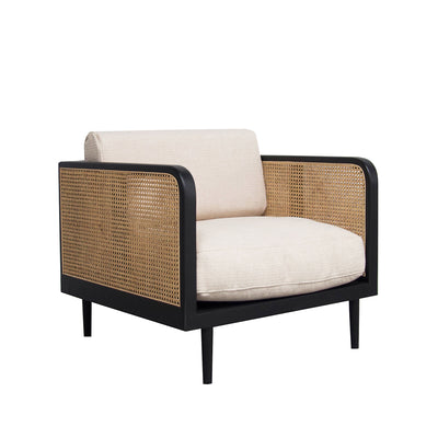 Rotan Fauteuil Milan Zwart/Naturel Rotan 85cm